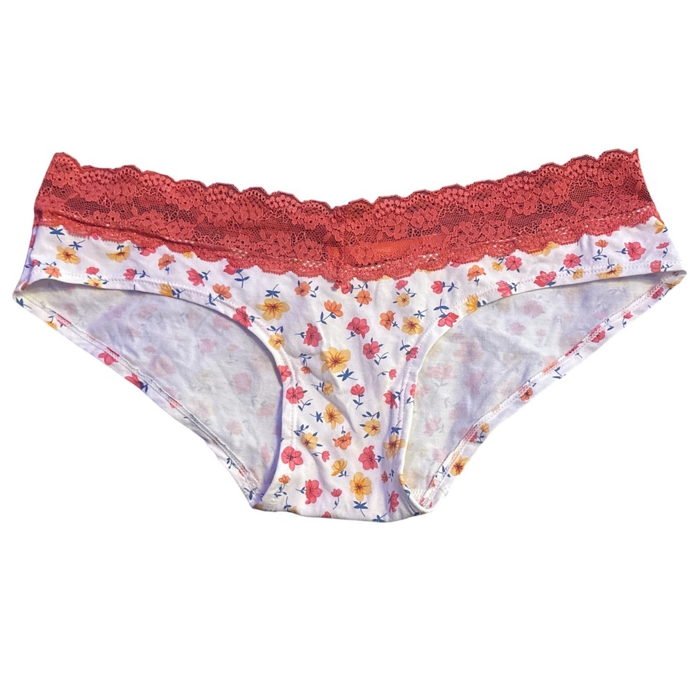 NEW Splendies Floral Lace Hipster Panties White Rust Floral Plus Size 1X